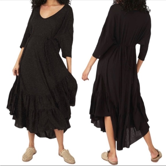 NWT FREE PEOPLE Sun Seeker maxi dress size XS black flowy soft beach - Picture 4 of 6
